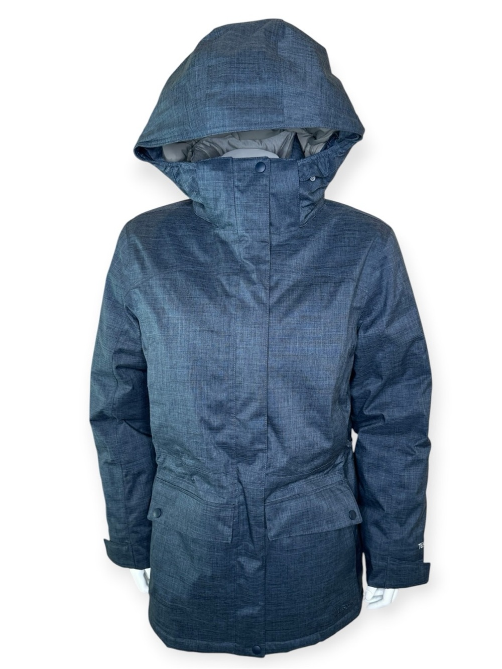 LL Bean Baxter State Parka Down Puffer Jacket M Hooded Insulated Down Tek Blue
